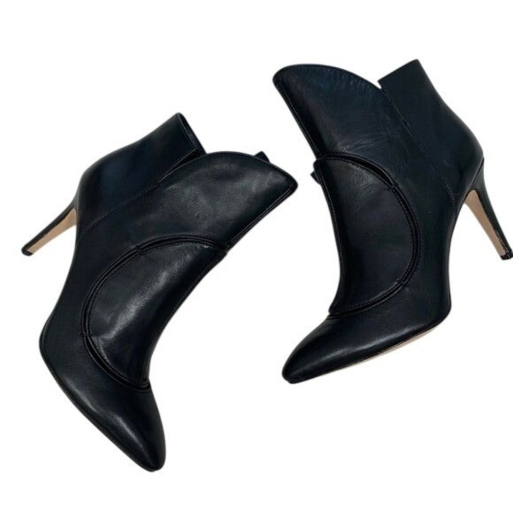 Camilla Skovgaard Black Leather Pointed Toe Stiletto Ankle Boots Size 36‎